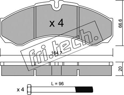 Fri.Tech. 221.0 - Тормозные колодки, дисковые, комплект unicars.by