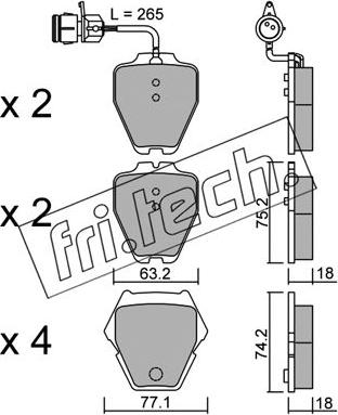 Fri.Tech. 790.0 - Тормозные колодки, дисковые, комплект unicars.by