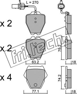 Fri.Tech. 790.1 - Тормозные колодки, дисковые, комплект unicars.by