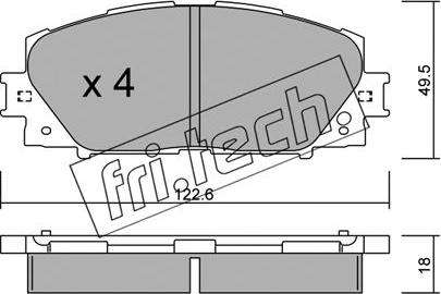 Fri.Tech. 761.0 - Тормозные колодки, дисковые, комплект unicars.by