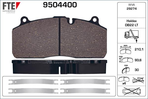 FTE 9504400 - Тормозные колодки, дисковые, комплект unicars.by