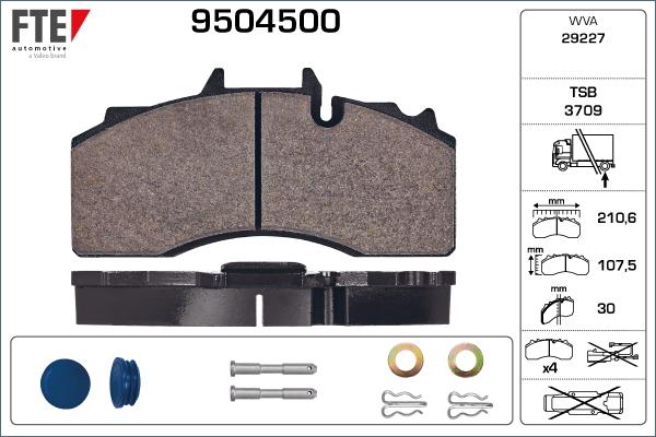 FTE 9504500 - Тормозные колодки, дисковые, комплект unicars.by