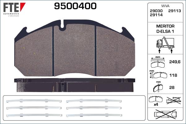 FTE 9500400 - Тормозные колодки, дисковые, комплект unicars.by