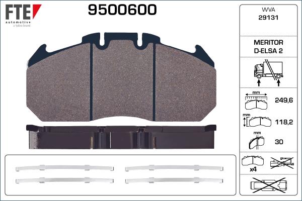 FTE 9500600 - Тормозные колодки, дисковые, комплект unicars.by