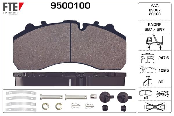 FTE 9500100 - Тормозные колодки, дисковые, комплект unicars.by