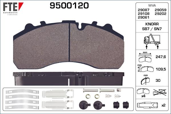 FTE 9500120 - Тормозные колодки, дисковые, комплект unicars.by