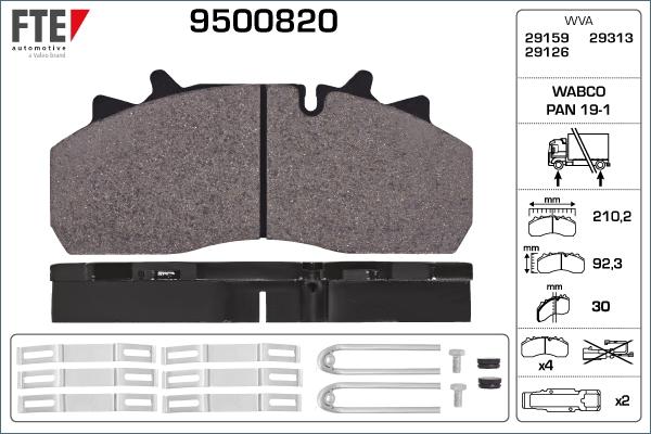 FTE 9500820 - Тормозные колодки, дисковые, комплект unicars.by