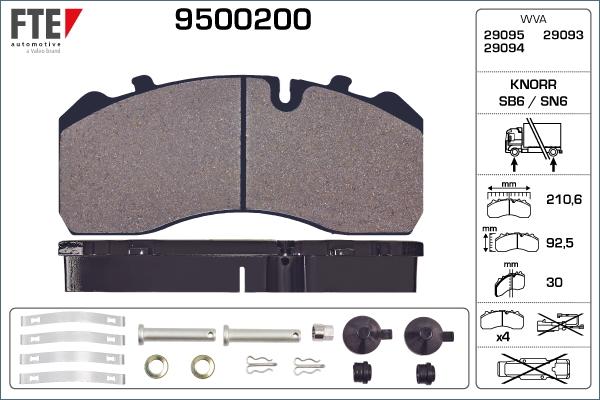 FTE 9500200 - Тормозные колодки, дисковые, комплект unicars.by