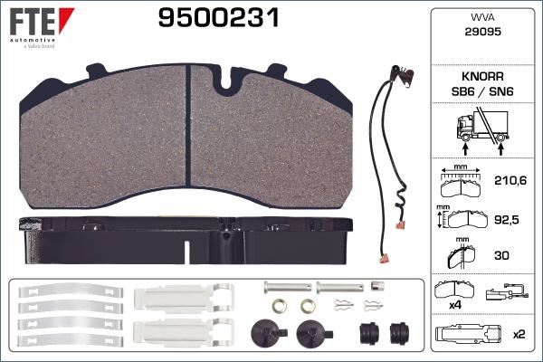 FTE 9500231 - Тормозные колодки, дисковые, комплект unicars.by