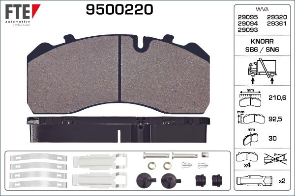 FTE 9500220 - Тормозные колодки, дисковые, комплект unicars.by