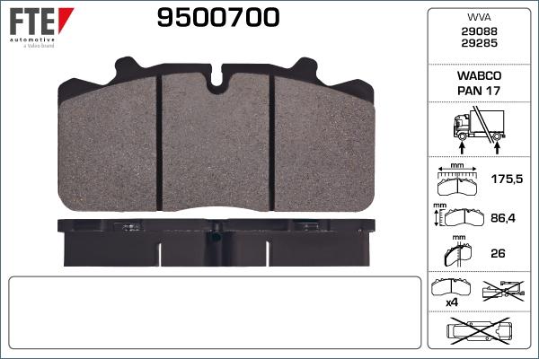 FTE 9500700 - Тормозные колодки, дисковые, комплект unicars.by