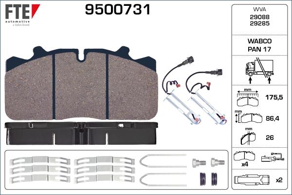 FTE 9500731 - Тормозные колодки, дисковые, комплект unicars.by