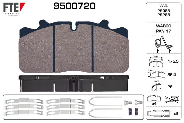 FTE 9500720 - Тормозные колодки, дисковые, комплект unicars.by