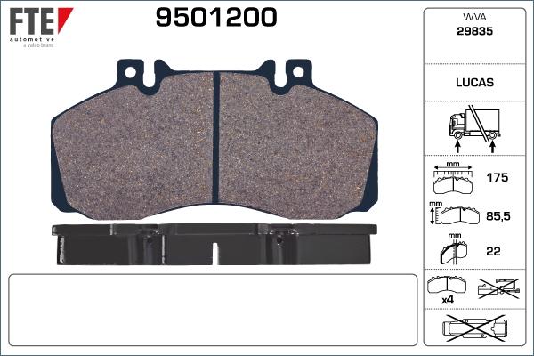 FTE 9501200 - Тормозные колодки, дисковые, комплект unicars.by