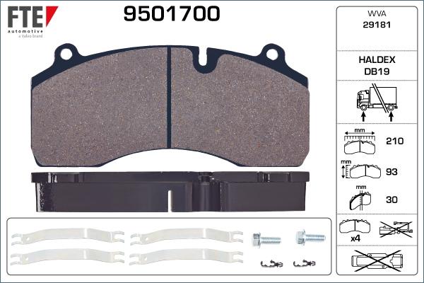 FTE 9501700 - Тормозные колодки, дисковые, комплект unicars.by