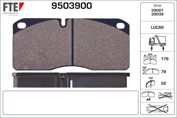 FTE 9503900 - Тормозные колодки, дисковые, комплект unicars.by