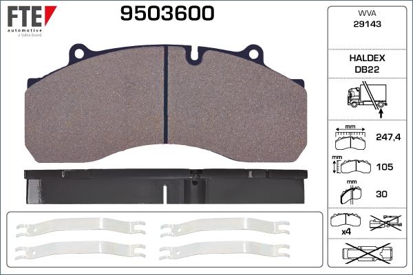 FTE 9503600 - Тормозные колодки, дисковые, комплект unicars.by