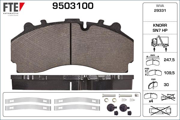 FTE 9503100 - Тормозные колодки, дисковые, комплект unicars.by