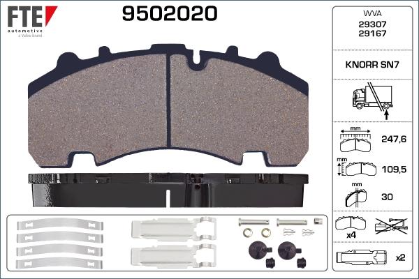 FTE 9502020 - Тормозные колодки, дисковые, комплект unicars.by