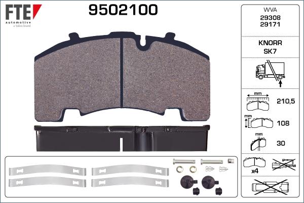 FTE 9502100 - Тормозные колодки, дисковые, комплект unicars.by