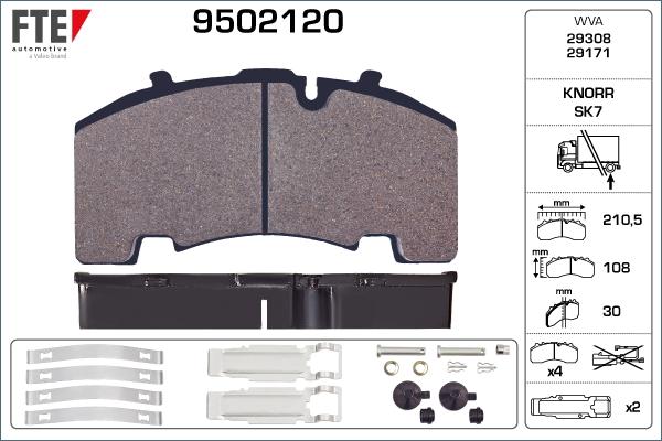 FTE 9502120 - Тормозные колодки, дисковые, комплект unicars.by