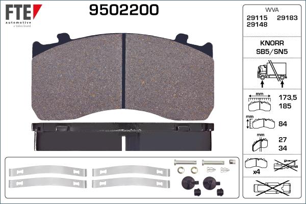 FTE 9502200 - Тормозные колодки, дисковые, комплект unicars.by