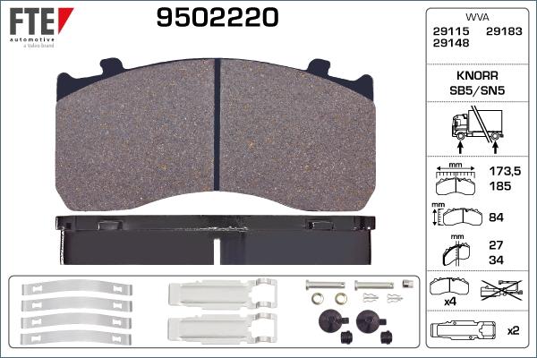 FTE 9502220 - Тормозные колодки, дисковые, комплект unicars.by