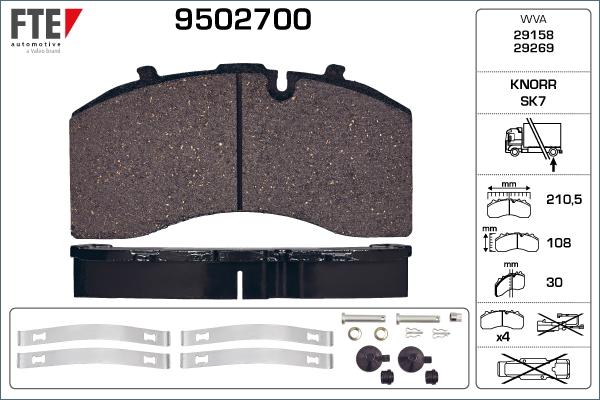 FTE 9502700 - Тормозные колодки, дисковые, комплект unicars.by