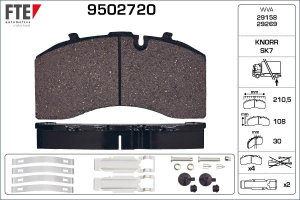 FTE 9502720 - Тормозные колодки, дисковые, комплект unicars.by