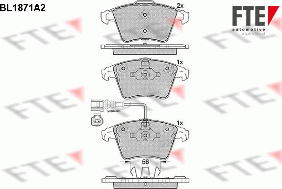 FTE BL1871A2 - Тормозные колодки, дисковые, комплект unicars.by