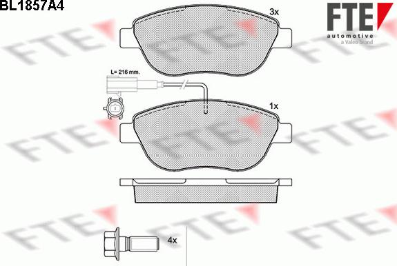 FTE BL1857A4 - Тормозные колодки, дисковые, комплект unicars.by