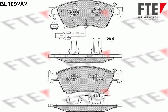 FTE BL1992A2 - Тормозные колодки, дисковые, комплект unicars.by