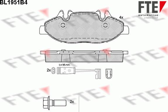 FTE BL1951B4 - Тормозные колодки, дисковые, комплект unicars.by