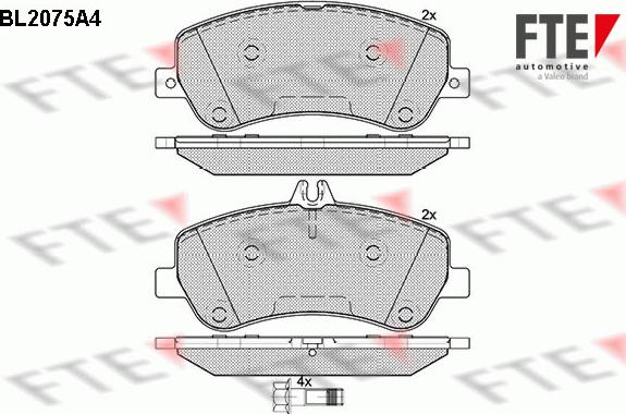 FTE BL2075A4 - Тормозные колодки, дисковые, комплект unicars.by