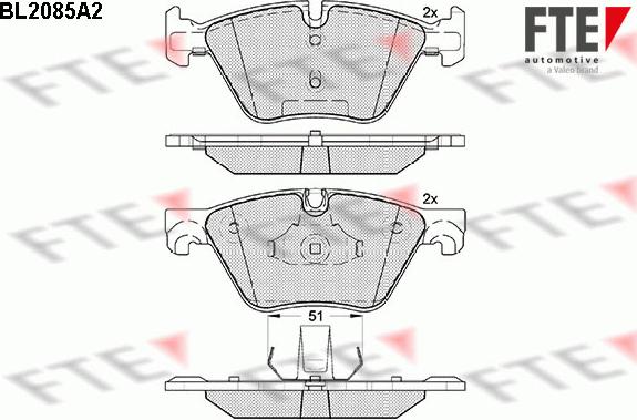 FTE BL2085A2 - Тормозные колодки, дисковые, комплект unicars.by