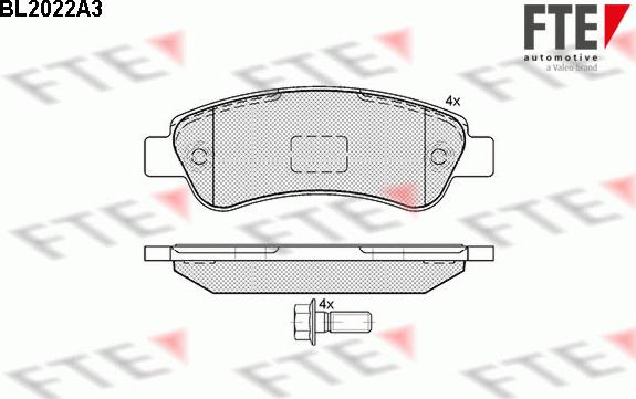 FTE BL2022A3 - Тормозные колодки, дисковые, комплект unicars.by