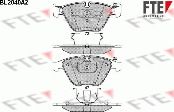 FTE BL2040A2 - Тормозные колодки, дисковые, комплект unicars.by