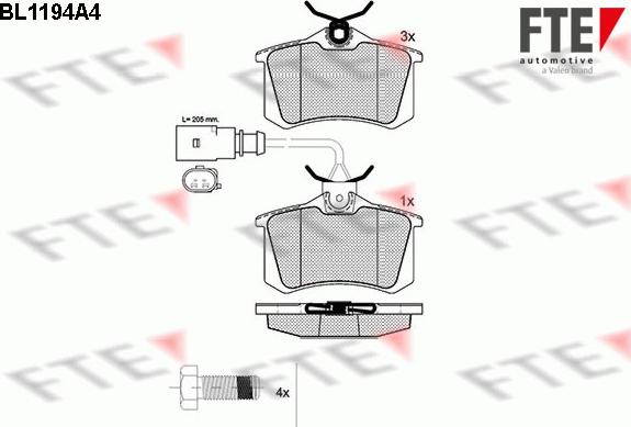 FTE BL1194A4 - Тормозные колодки, дисковые, комплект unicars.by