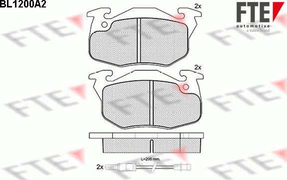 FTE BL1200A2 - Тормозные колодки, дисковые, комплект unicars.by