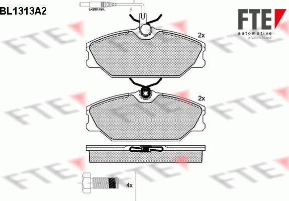 FTE BL1313A2 - Тормозные колодки, дисковые, комплект unicars.by