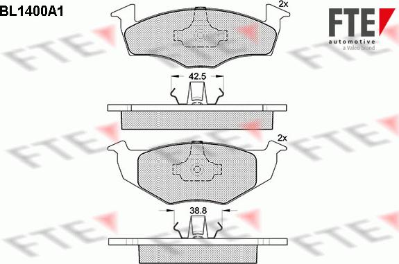 FTE BL1400A1 - Тормозные колодки, дисковые, комплект unicars.by