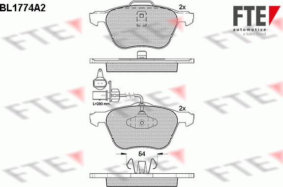 FTE BL1774A2 - Тормозные колодки, дисковые, комплект unicars.by