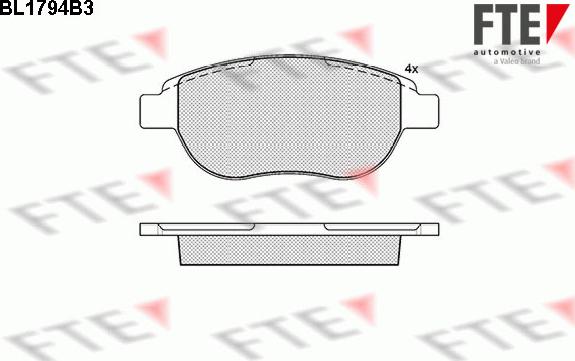 FTE BL1794B3 - Тормозные колодки, дисковые, комплект unicars.by