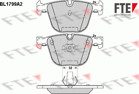 FTE BL1799A2 - Тормозные колодки, дисковые, комплект unicars.by