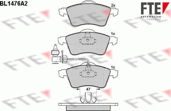 FTE BL1476A2 - Тормозные колодки, дисковые, комплект unicars.by