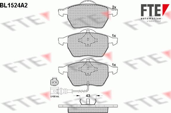 FTE BL1524A2 - Тормозные колодки, дисковые, комплект unicars.by