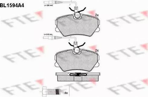 FTE BL1594A4 - Тормозные колодки, дисковые, комплект unicars.by