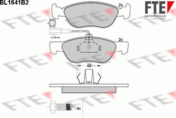 FTE BL1641B2 - Тормозные колодки, дисковые, комплект unicars.by