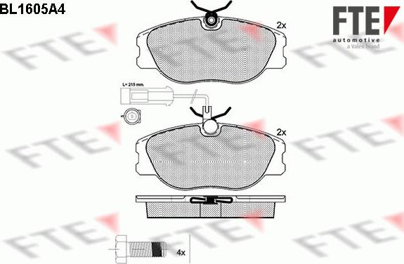 FTE BL1605A4 - Тормозные колодки, дисковые, комплект unicars.by