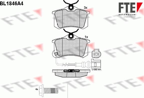 FTE BL1846A4 - Тормозные колодки, дисковые, комплект unicars.by